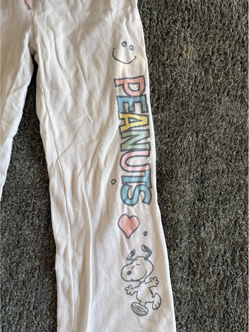 Peanuts Hybrid XL White Lounge Pants with Snoopy and Woodstock Graphics - Picture 2 of 4